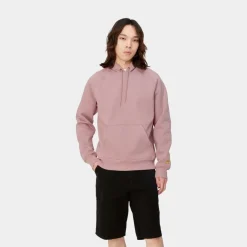 Mænd Carhartt WIP Chase Sweatshirt Med Haette | Glassyet Lyserod