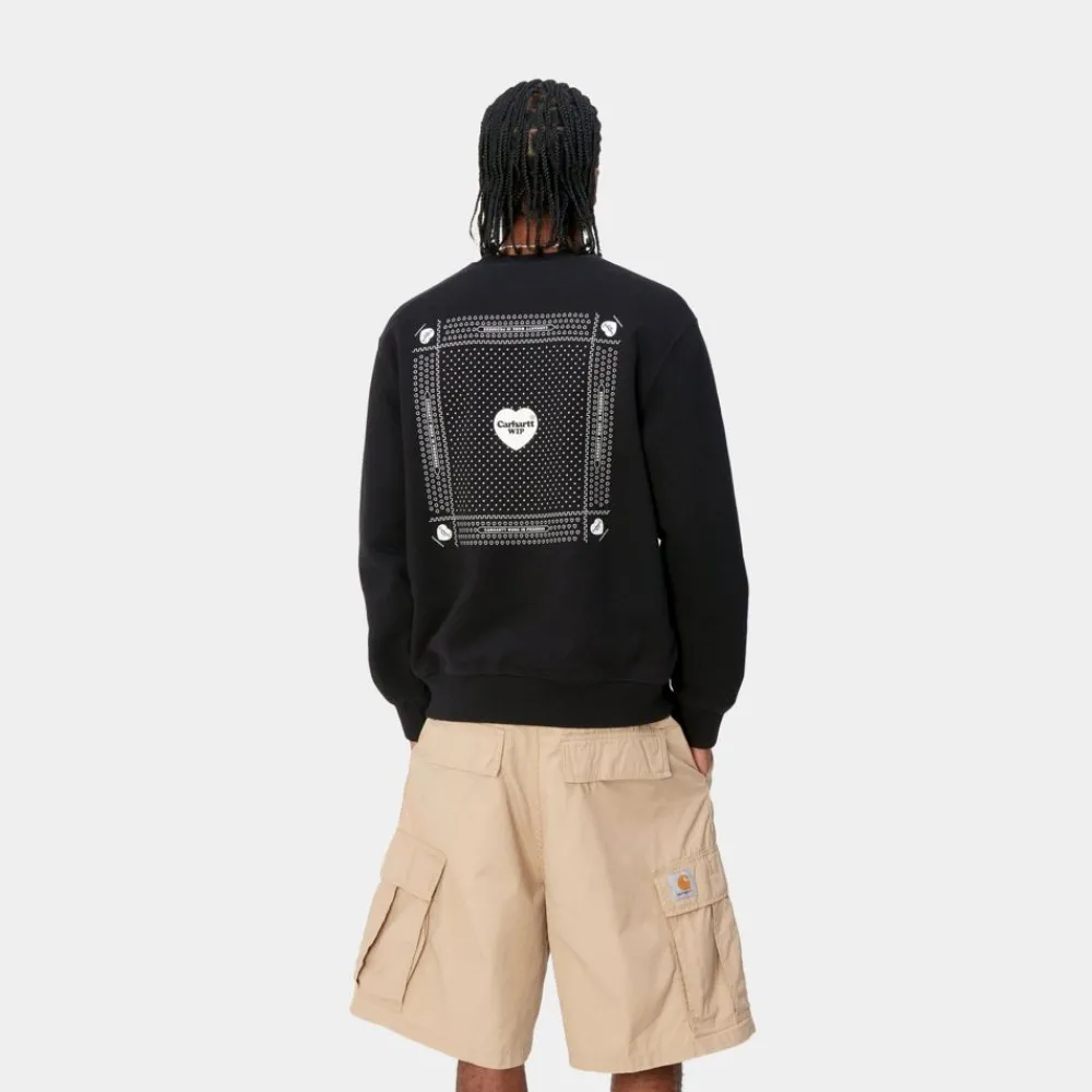 Mænd Carhartt WIP Hjerte Bandana Sweatshirt | Sort Hvid