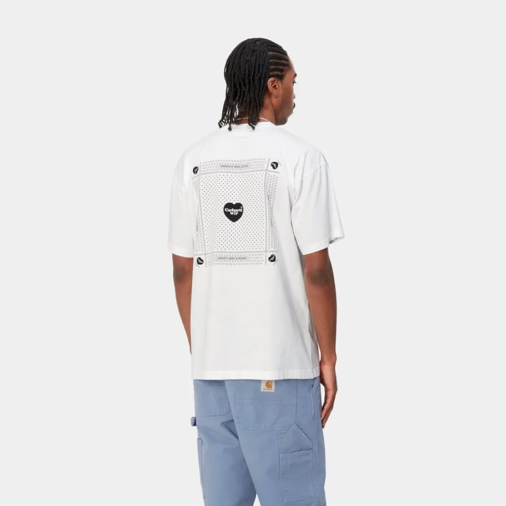 Mænd Carhartt WIP Hjerte Bandana T-Shirt | Hvid Sort