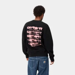 Mænd Carhartt WIP Ink Bleed Sweatshirt | Sort/Pink (Stenvasket)