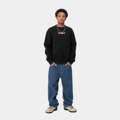 Mænd Carhartt WIP Ink Bleed Sweatshirt | Sort/Pink (Stenvasket)