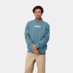 Mænd Carhartt WIP Ink Bleed Sweatshirt | Vancouver Bla/Hvid (Stenvasket)