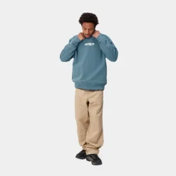 Mænd Carhartt WIP Ink Bleed Sweatshirt | Vancouver Bla/Hvid (Stenvasket)