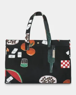 Mænd Carhartt WIP Kanvas Grafisk Strandtaske | Sort Isis Maria Middagstryk