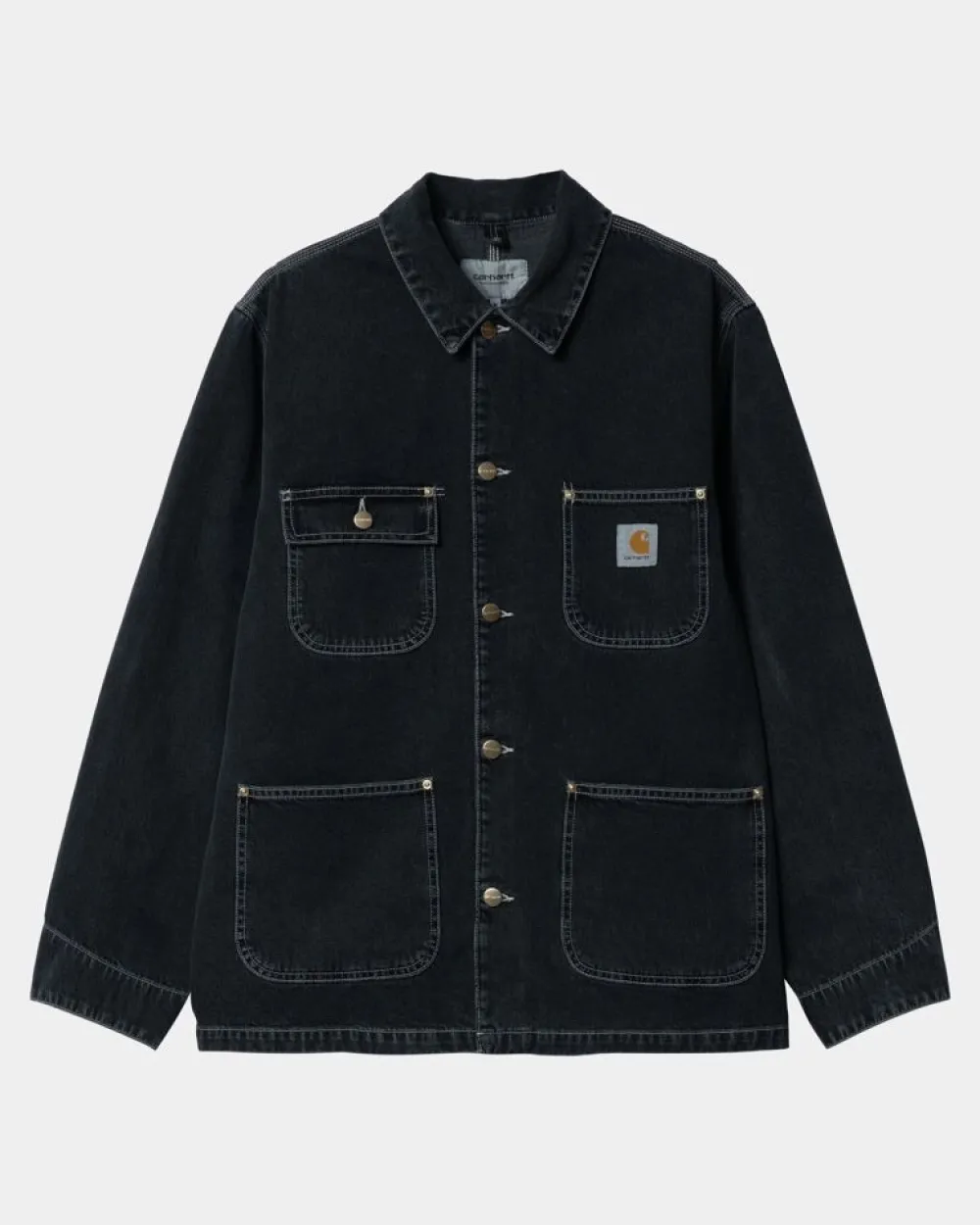 Mænd Carhartt WIP Og Chore Coat (Forar) | Sort (Heavy Stone Vask)