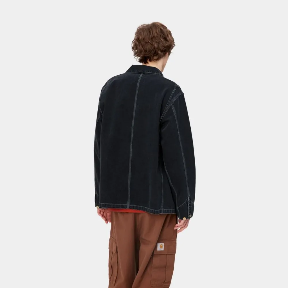 Mænd Carhartt WIP Og Chore Coat (Forar) | Sort (Heavy Stone Vask)