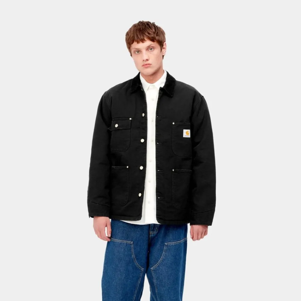 Mænd Carhartt WIP Og Chore Coat (Vinter) | Sort (Aeldet Laerred)