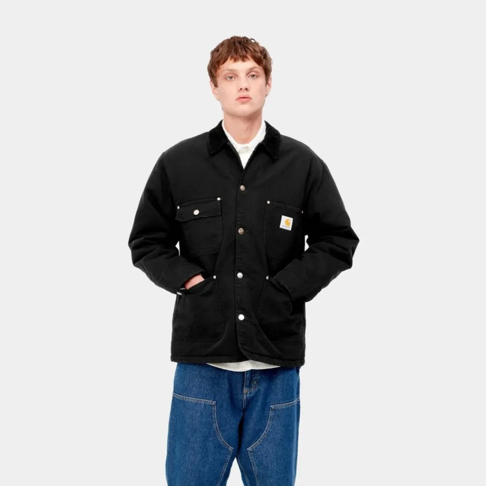Mænd Carhartt WIP Og Chore Coat (Vinter) | Sort (Aeldet Laerred)