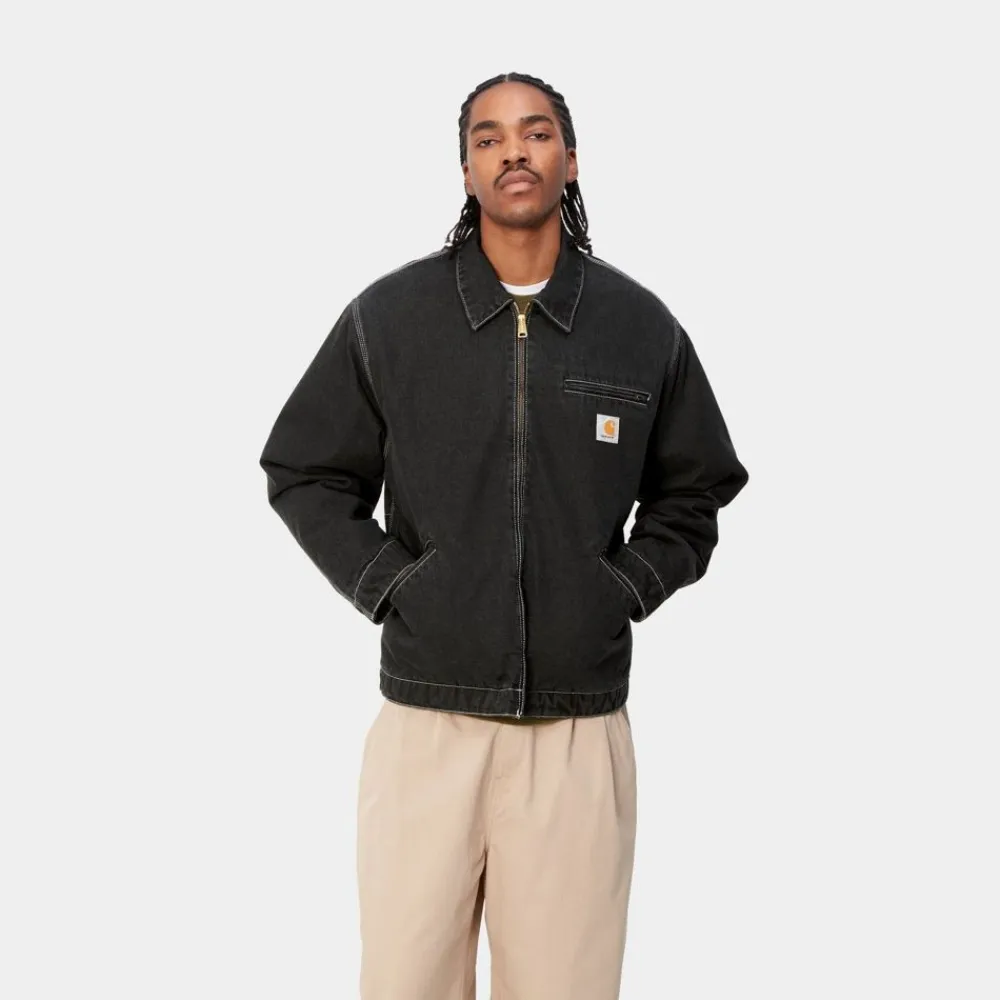Mænd Carhartt WIP Og Detroit Jakke (Forar) | Sort (Stenvasket)