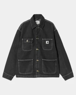 Kvinder Carhartt WIP Og Michigan Frakke Til Kvinder (Forar) - Denim | Sort (Stenvasket)