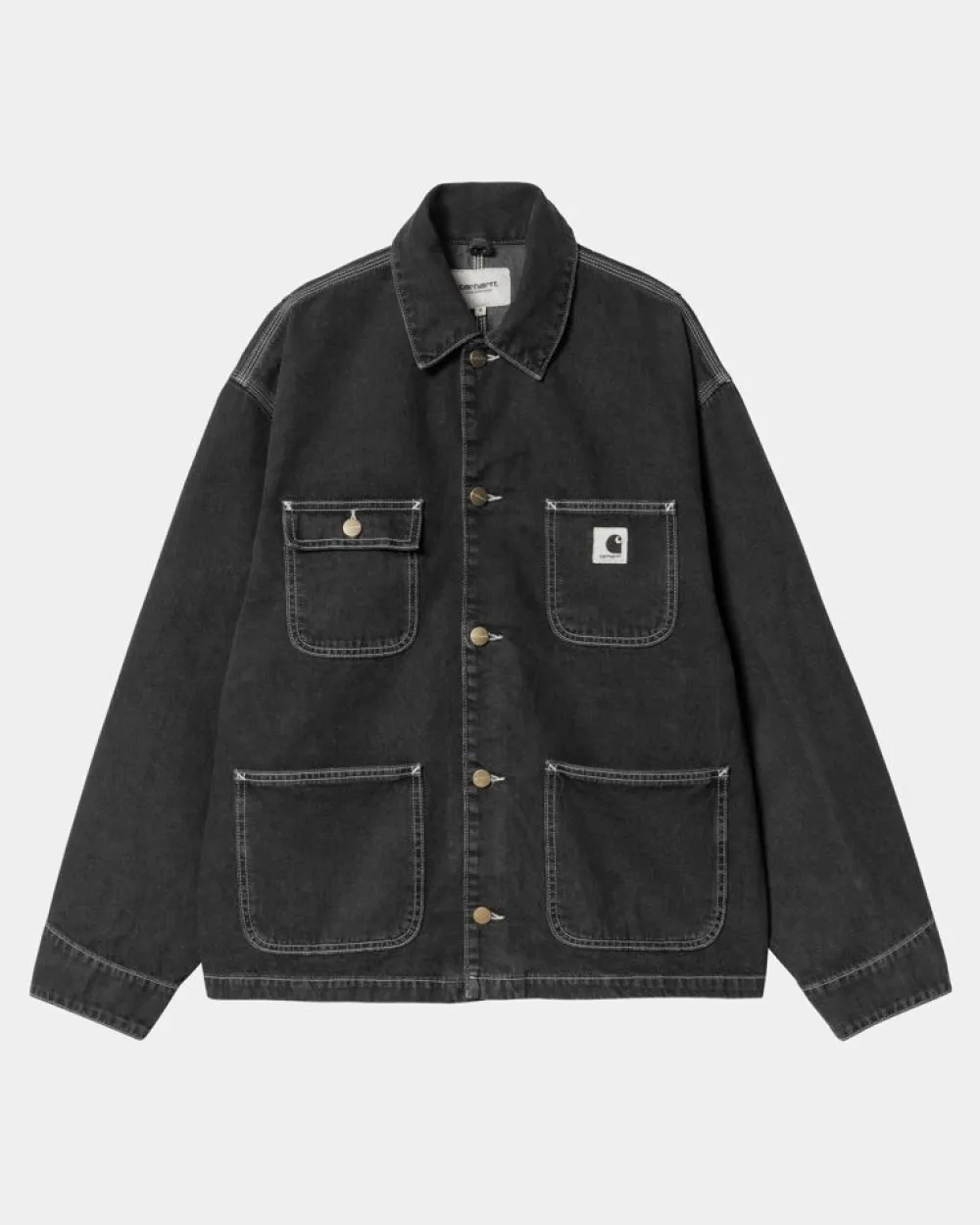 Kvinder Carhartt WIP Og Michigan Frakke Til Kvinder (Forar) - Denim | Sort (Stenvasket)