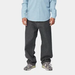 Mænd Carhartt WIP Orlean Stripe Bukser | Sort/Hvid (Stenvasket)