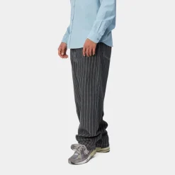 Mænd Carhartt WIP Orlean Stripe Bukser | Sort/Hvid (Stenvasket)