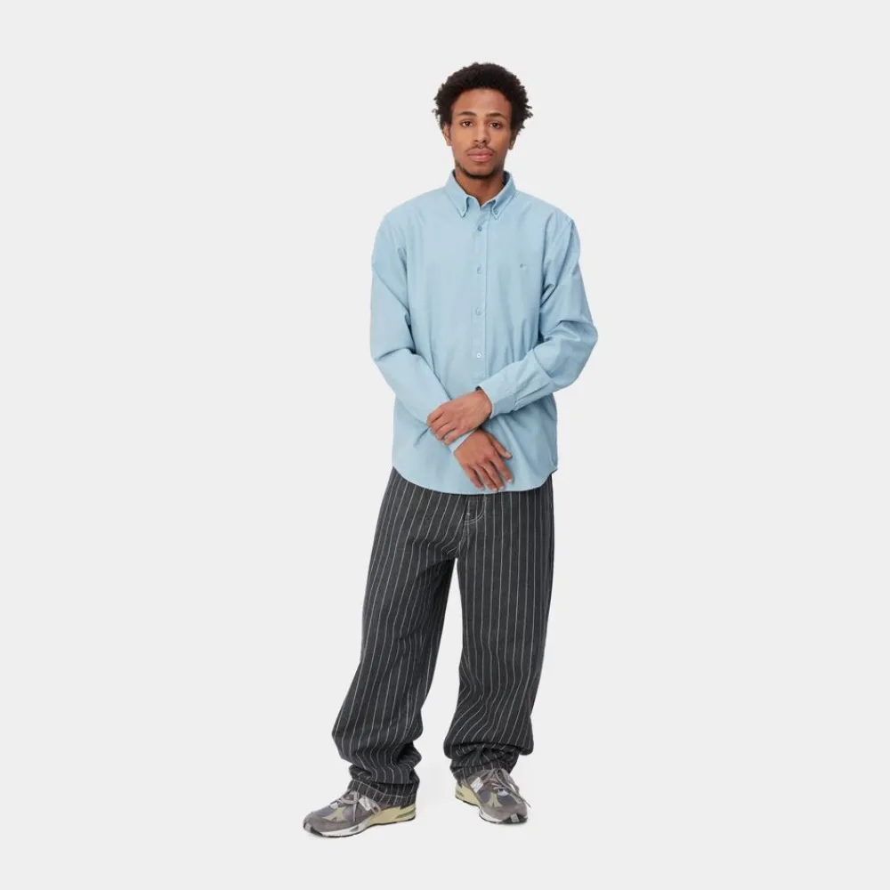 Mænd Carhartt WIP Orlean Stripe Bukser | Sort/Hvid (Stenvasket)