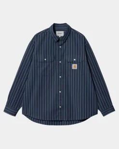 Mænd Carhartt WIP Orlean Stripe Skjorte | Bla / Hvid