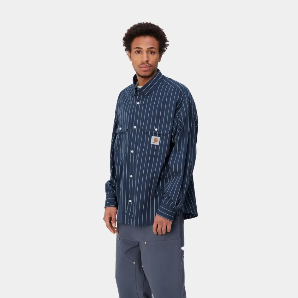 Mænd Carhartt WIP Orlean Stripe Skjorte | Bla / Hvid