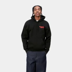 Mænd Carhartt WIP Rocky Script Sweatshirt Med Haette | Sort