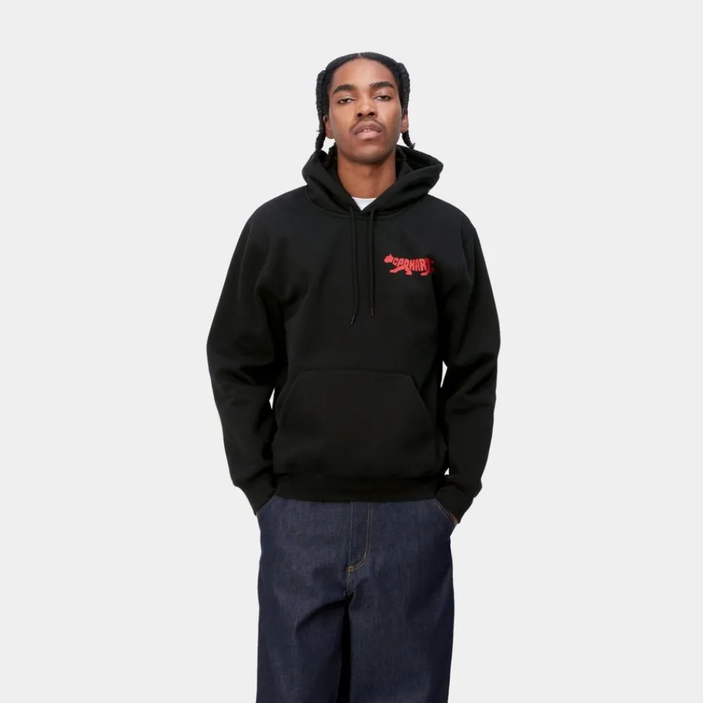 Mænd Carhartt WIP Rocky Script Sweatshirt Med Haette | Sort