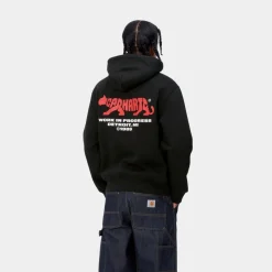 Mænd Carhartt WIP Rocky Script Sweatshirt Med Haette | Sort