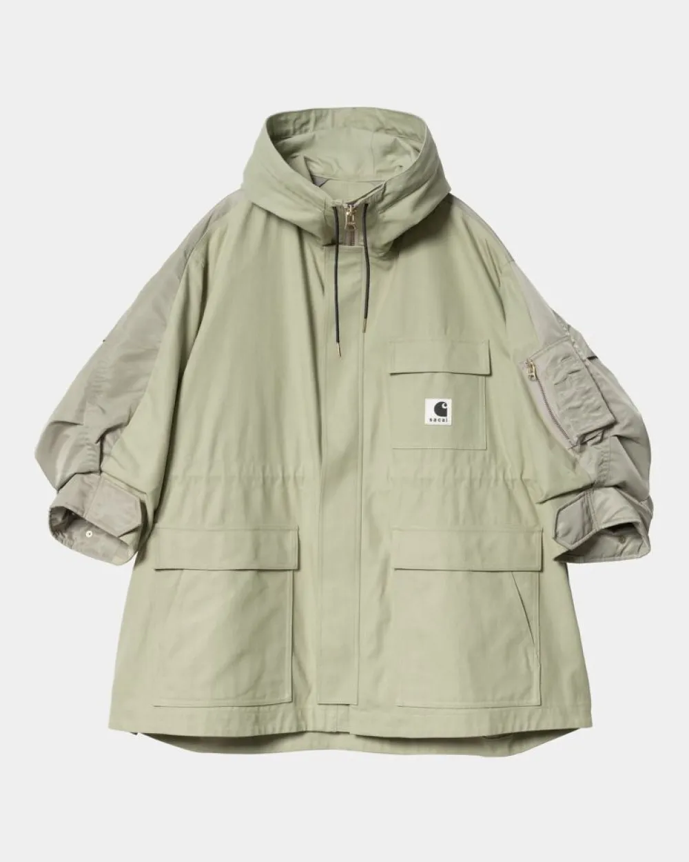 Kvinder Carhartt WIP Sacai X And X Nylon Twill Frakke | Lysegron / Lys Khaki
