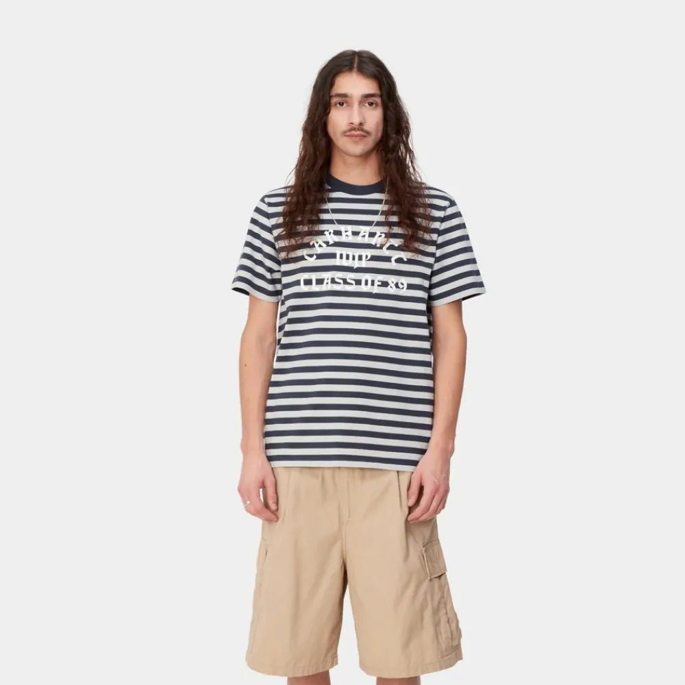 Mænd Carhartt WIP Scotty Stripe Atletisk T-Shirt | Bla / Sonic Solv