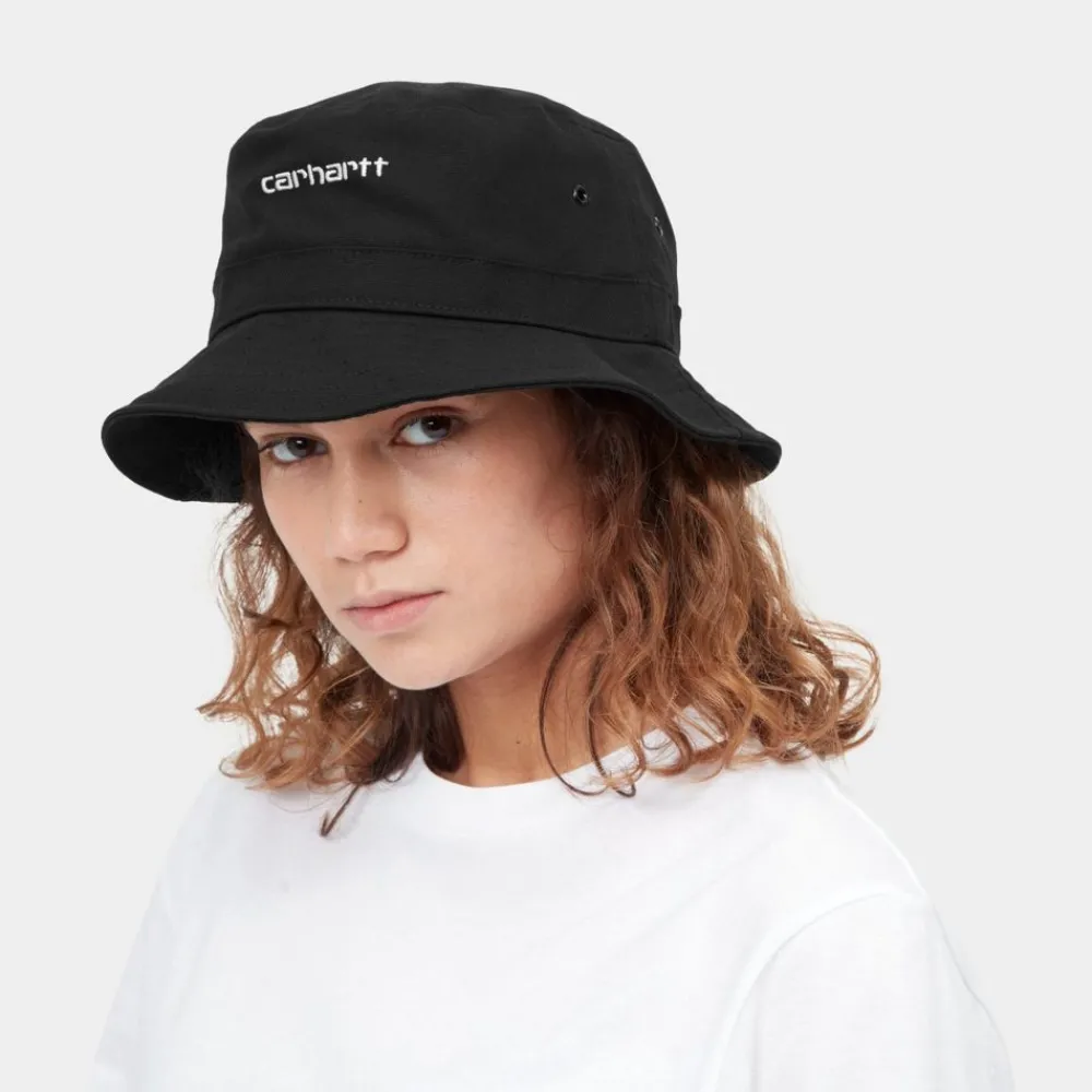 Carhartt WIP Script Bucket Hat | Sort Hvid
