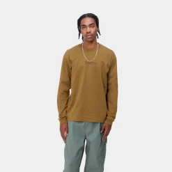Mænd Carhartt WIP Sikkerhedsnal Langaermet T-Shirt | Hamilton Brown