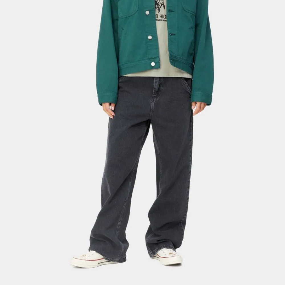 Kvinder Carhartt WIP Simple Bukser Til Kvinder - Denim | Sort (Heavy Stone Vask)