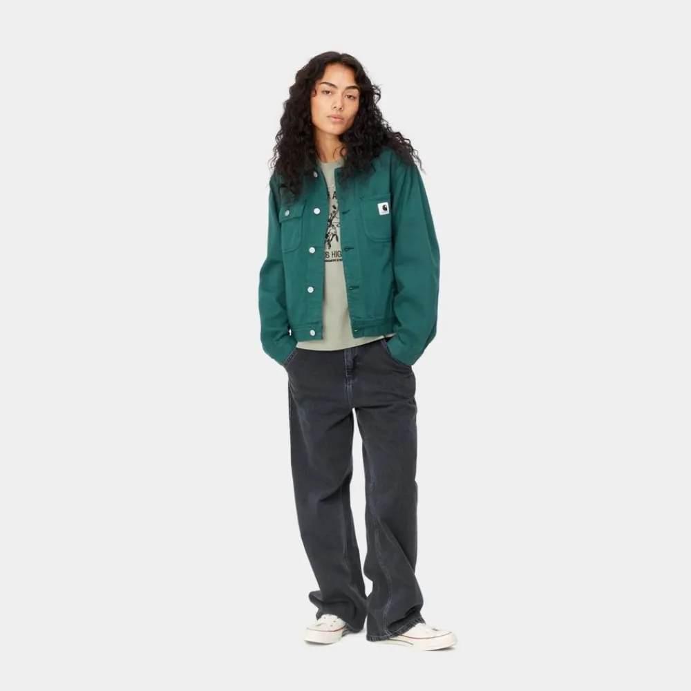 Kvinder Carhartt WIP Simple Bukser Til Kvinder - Denim | Sort (Heavy Stone Vask)