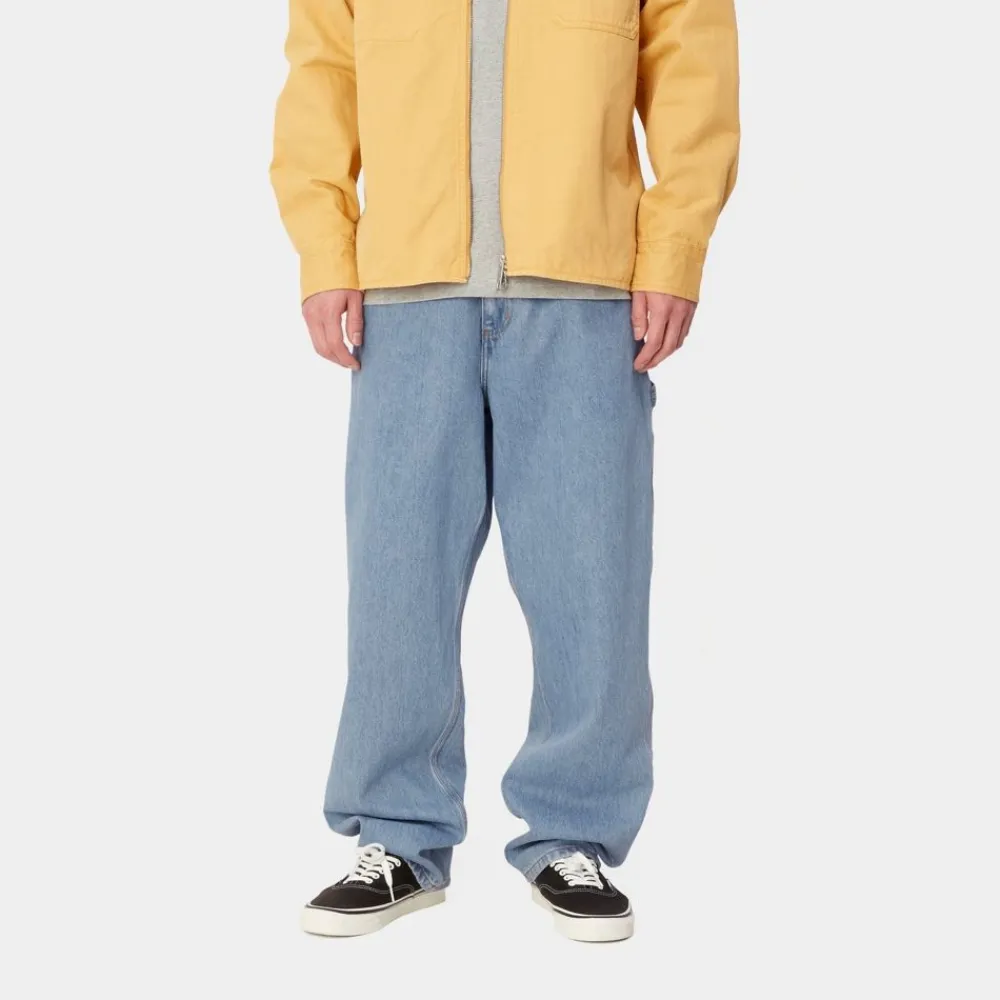 Mænd Carhartt WIP Single Knee Pant - Denim | Bla (Sten Bleget)