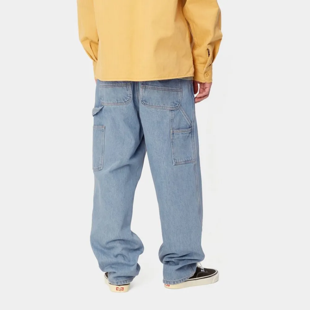 Mænd Carhartt WIP Single Knee Pant - Denim | Bla (Sten Bleget)