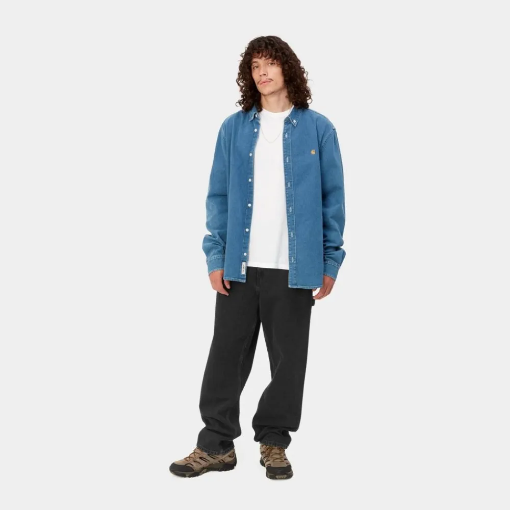 Mænd Carhartt WIP Single Knee Pant - Denim | Sort (Stenvasket)