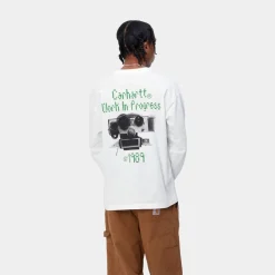 Mænd Carhartt WIP Soundface Langaermet T-Shirt | Hvid