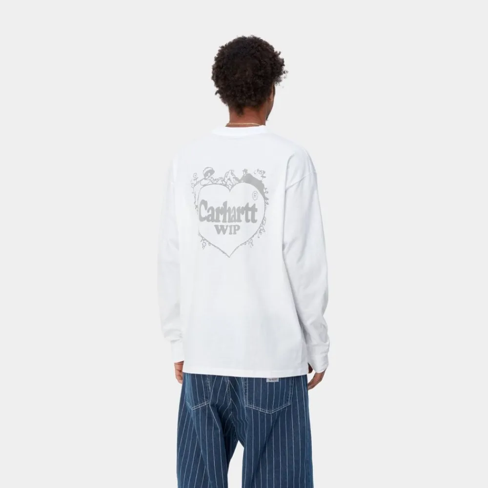 Mænd Carhartt WIP Spree Langaermet T-Shirt | Hvid