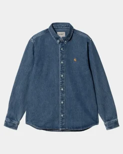 Mænd Carhartt WIP Weldon Skjorte | Bla (Heavy Stone Vask)